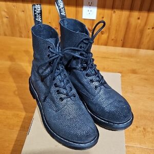 Dr. Martens Black and Pebble Metallic Boots SZ 8
